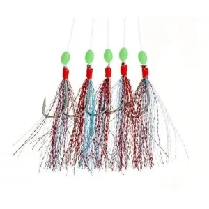 Оснастка морская Fladen Glitter Feather Rig Red Turquoise №3