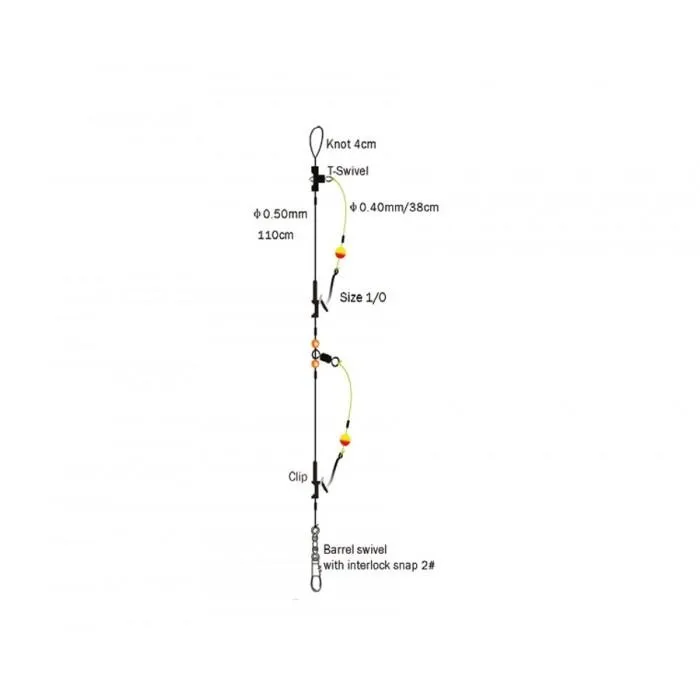 Оснащення морская Spro Flatfish Rig 2-HK 0.50/0.40мм №4