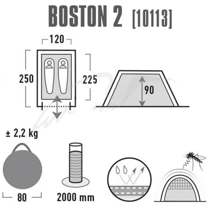 Намет High Peak Boston 2 ц:aluminium/dark grey