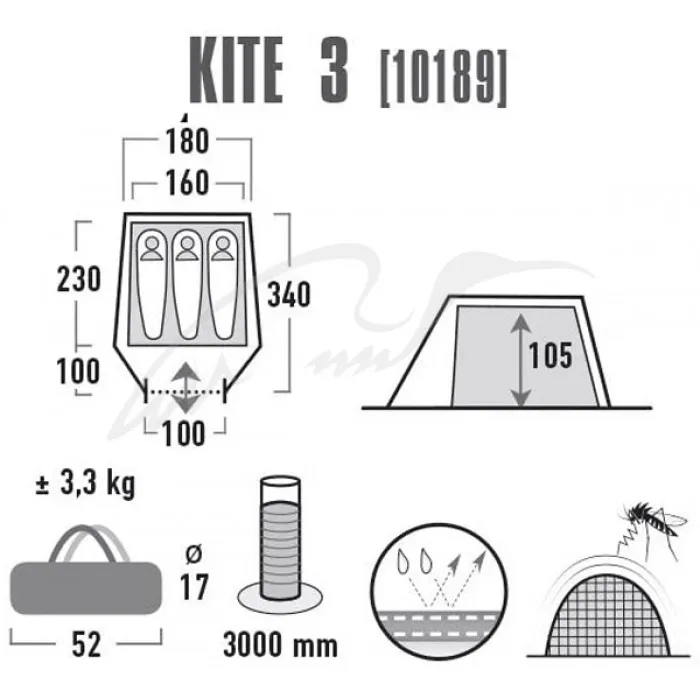 Намет High Peak Kite 3 ц: pesto / red