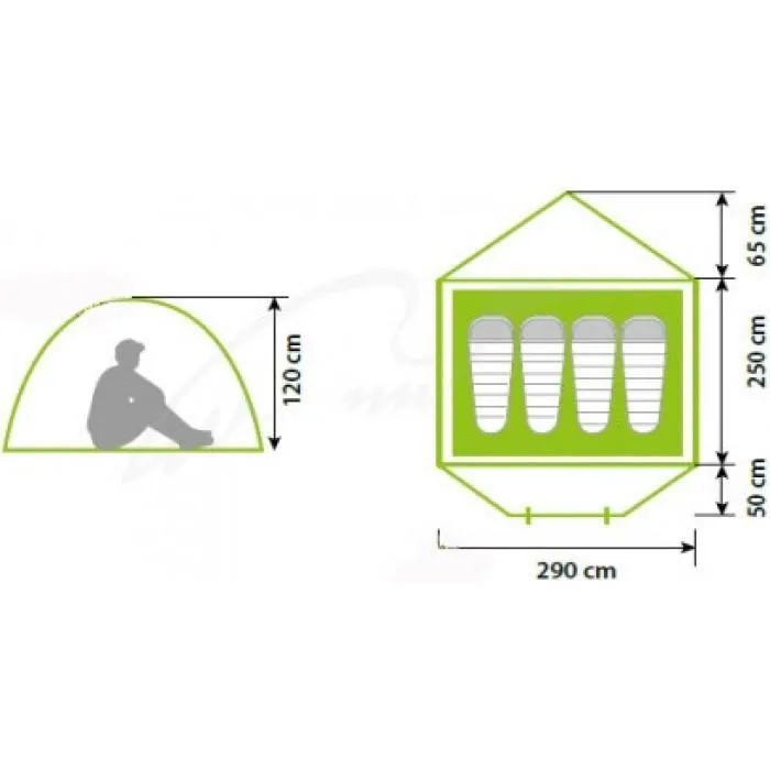 Палатка Norfin Hake 4 Полуавтоматическая 4 местная 2-х слойная ц:зеленый