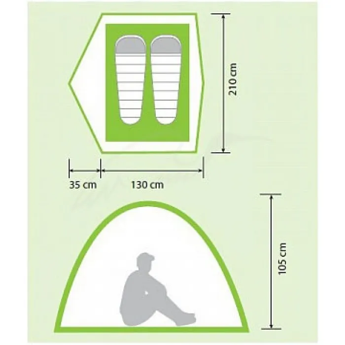 Палатка Norfin Zope 2 Полуавтоматическая 2 местная 2-х слойная ц:зеленый