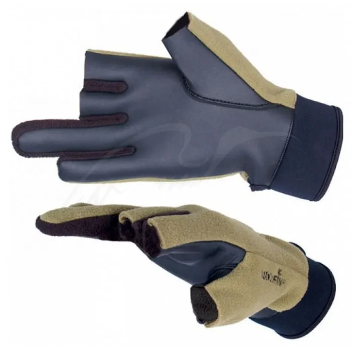 Перчатки Norfin Power флис/неопрен трехпалые ц:черный/хаки