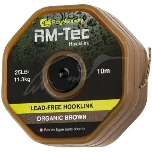 Поводковый материал RidgeMonkey RM-Tec Lead Free Hooklink Organic Brown 25lb 10м