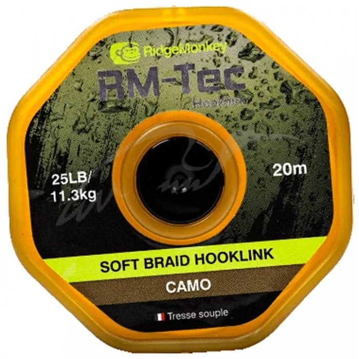 Поводковый материал RidgeMonkey RM-Tec Soft Braid Hooklink Camo 25lb 20м