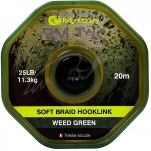 Поводковый материал RidgeMonkey RM-Tec Soft Braid Hooklink Weed Green 25lb 20м