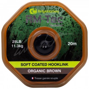 Повідковий матеріал RidgeMonkey RM-Tec Soft Coated Hooklink Organic Brown 35lb 20м