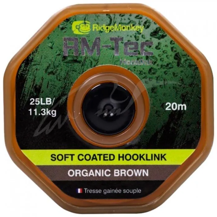Поводковый материал RidgeMonkey RM-Tec Soft Coated Hooklink Organic Brown 35lb 20м