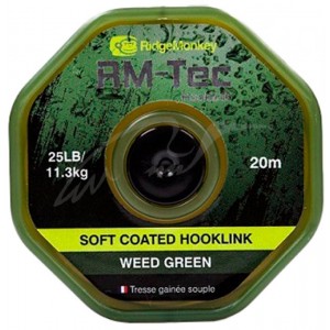 Повідковий матеріал RidgeMonkey RM-Tec Soft Coated Hooklink Weed Green 35lb 20м