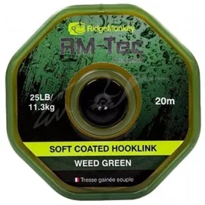 Поводковый материал RidgeMonkey RM-Tec Soft Coated Hooklink Weed Green 35lb 20м