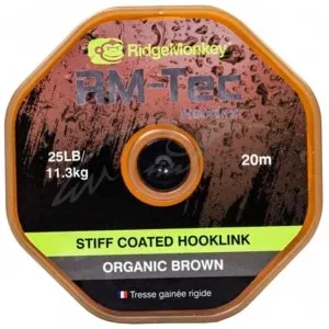 Повідковий матеріал RidgeMonkey RM-Tec Stiff Coated Hooklink Organic Brown 25lb 20м
