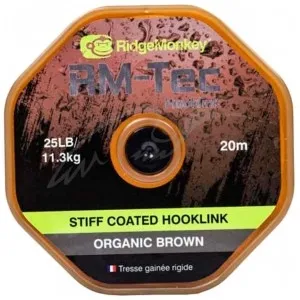 Поводковый материал RidgeMonkey RM-Tec Stiff Coated Hooklink Organic Brown 35lb 20м