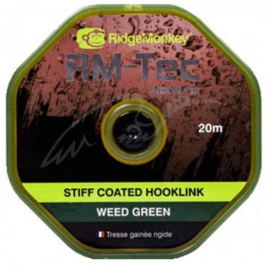 Повідковий матеріал RidgeMonkey RM-Tec Stiff Coated Hooklink Weed Green 35lb 20м