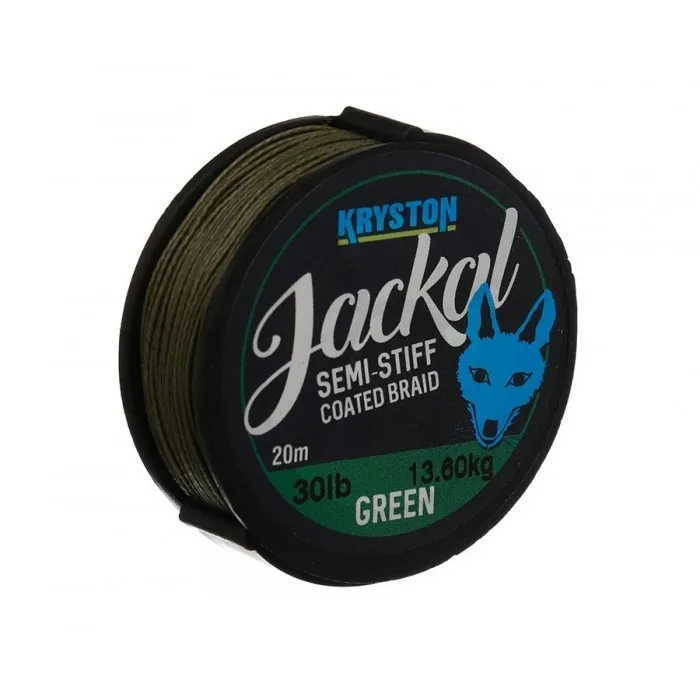 Поводковый материал в оплетке Kryston Jackal Semi-Stiff 20 м 30 lb Green