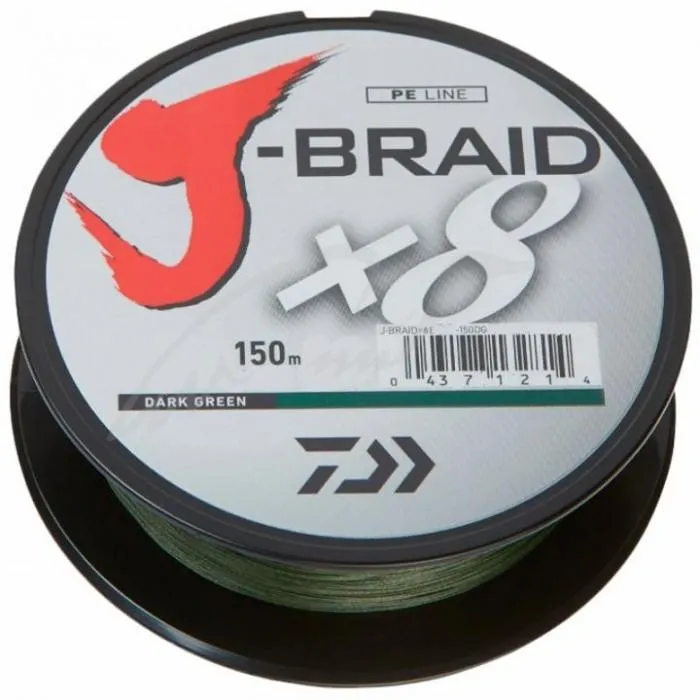 Шнур Daiwa J-Braid Х8 150m Dark Green 0.32mm 40lb/19.0kg