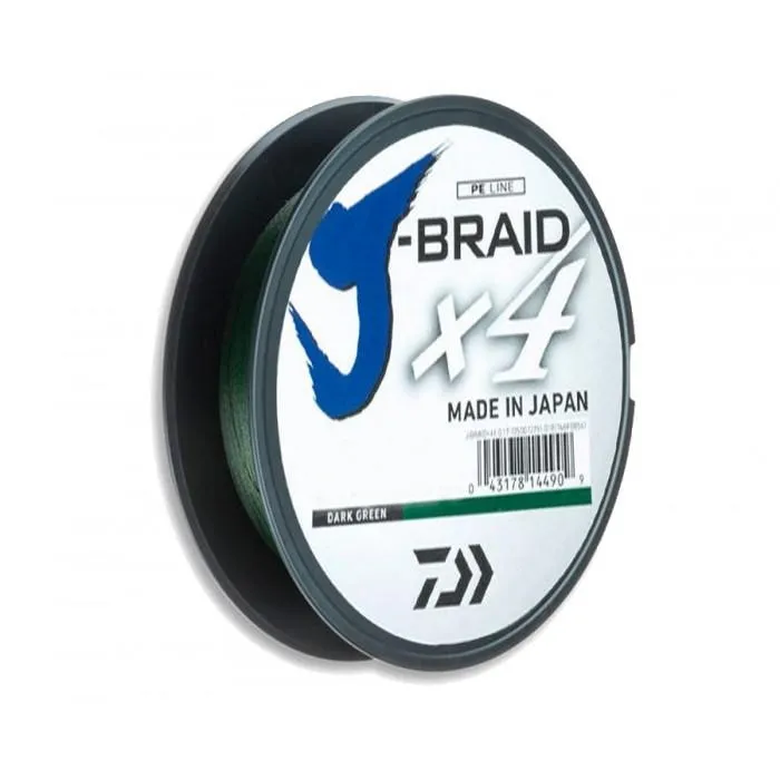 Шнур Daiwa J-Braid x4 (135 м) Dark Green, цв. Зеленый, 0.15 мм