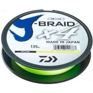 Шнур Daiwa J-Braid X4E 135m Yellow 0.07 mm 5.5 lb/2.6 kg