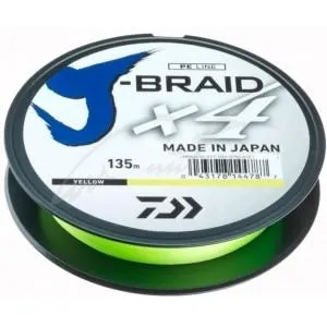 Шнур Daiwa J-Braid X4E 135m Yellow 0.25mm 32lb/14.4kg