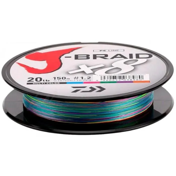 Шнур Daiwa J-Braid X8 150m Multi Color 0.13mm 18lb/8.0kg