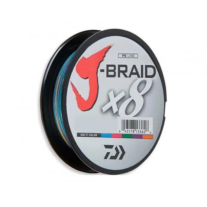 Шнур Daiwa J-Braid x8 (150 м) Multicolor, цв. Мульти, 0.10 мм