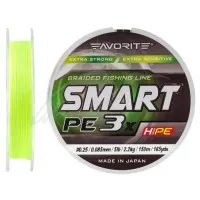 Шнур Favorite Smart PE 3x 150м (fl.yellow) #0.25/0.085 mm 5lb/2.2 kg