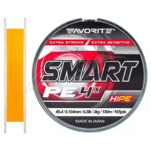 Шнур Favorite Smart PE 4x 150м (оранж.) #0.4/0.104мм 3кг