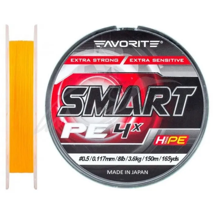 Шнур Favorite Smart PE 4x 150м (оранж.) #0.5/0.117 мм 3.6 кг