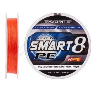 Шнур Favorite Smart PE 8x 150м (red orange) #1.2/0.187 mm 15lb/9.5 kg