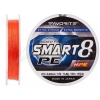 Шнур Favorite Smart PE 8x 150м (red orange) #1.5/0.202 mm 17lb/11.4 kg