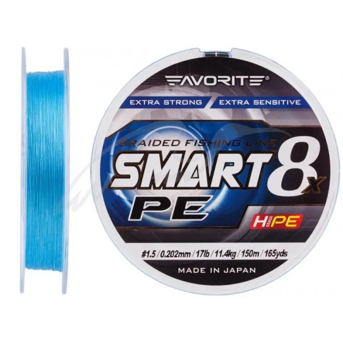 Шнур Favorite Smart PE 8x 150м (sky blue) #1.5/0.202 mm 17lb/11.4 kg