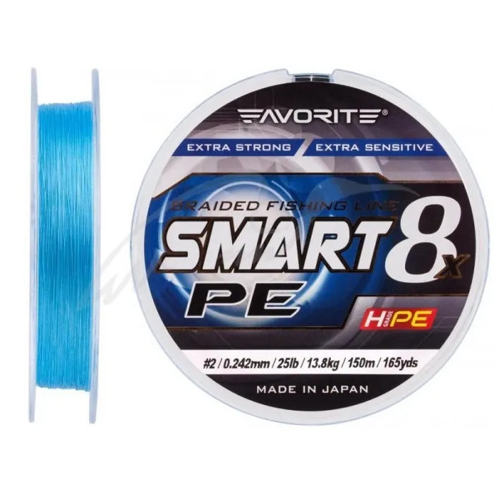 Шнур Favorite Smart PE 8x 150м (sky blue) #2/0.242 mm 25lb/13.8 kg