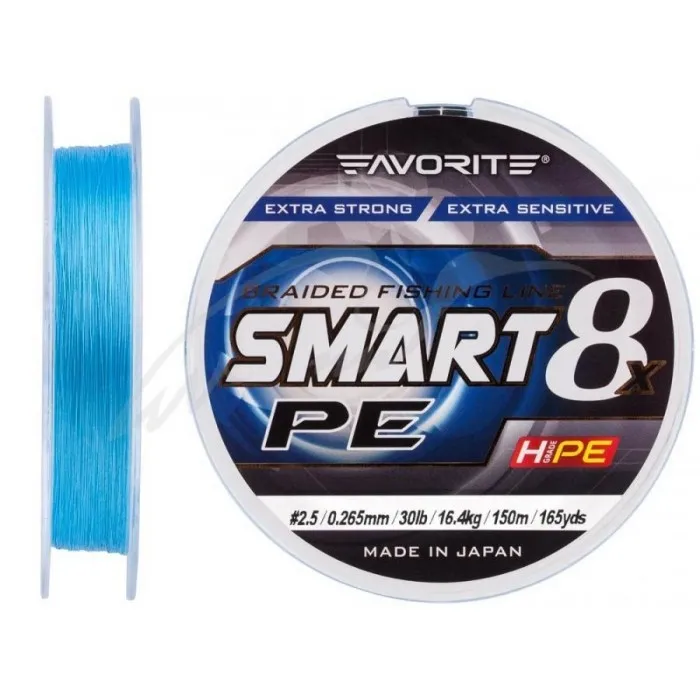 Шнур Favorite Smart PE 8x 150м (sky blue) #2.5/0.265 mm 30lb/16.4 kg