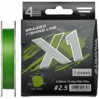 Шнур Favorite X1 PE 4x 150m (l.green) #2.5/0.260mm 35lb/16.4kg