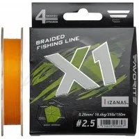 Шнур Favorite X1 PE 4x 150m (orange) #2.5/0.260mm 35lb/16.4kg