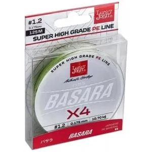 Шнур Lucky John Basara Х4 PE 125м (Green) 0.091 mm 3.9 kg