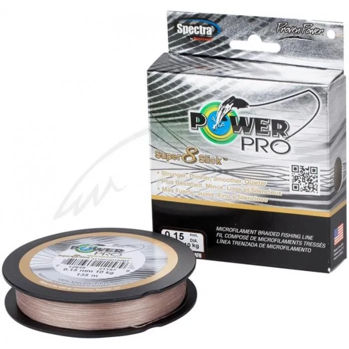 Шнур Power Pro Super 8 Slick 135m Timber Brown 0.23mm 38lb/17kg