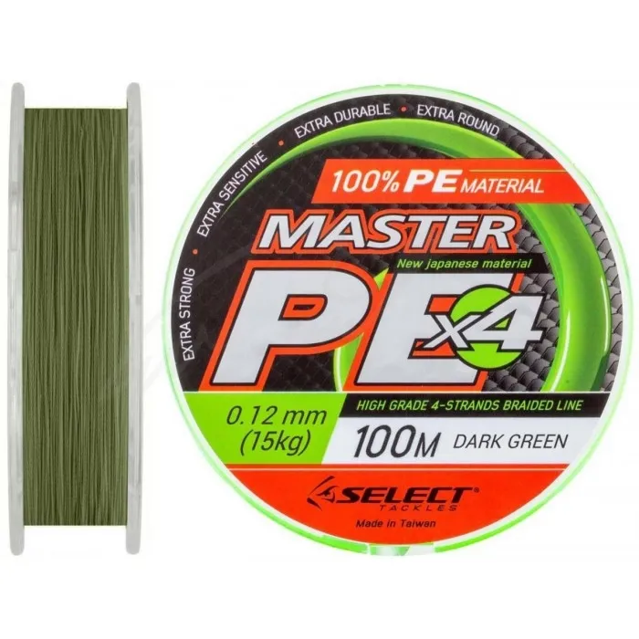 Шнур Select Master PE 100m (темн.-зел.) 0.12mm 15kg