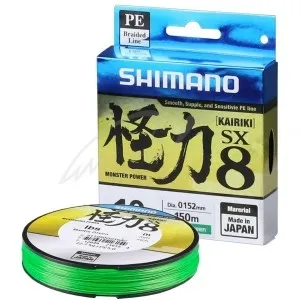 Шнур Shimano Kairiki SX8 PE (Mantis Green) 300m 0.12 mm 7.0 kg
