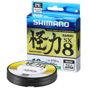 Шнур Shimano Kairiki SX8 PE (Steel Gray) 150m 0.07mm 4.5kg