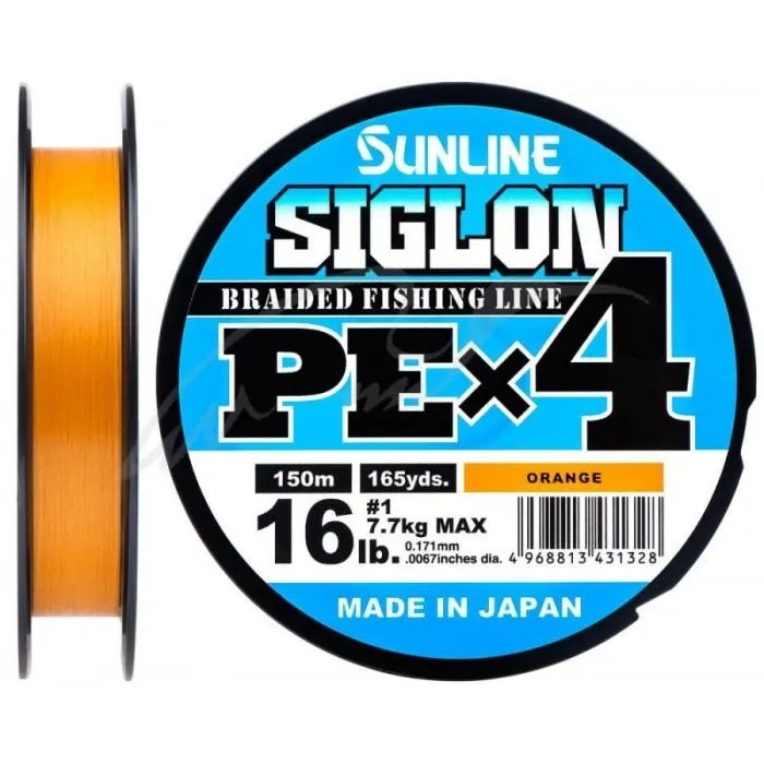 Шнур Sunline Siglon PE х4 150m (оранж.) #3.0/0.296 mm 50lb/22.0 kg