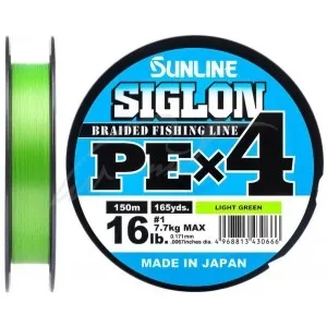 Шнур Sunline Siglon PE х4 150m (салат.) #0.5/0.121 mm 8lb/3.3 kg