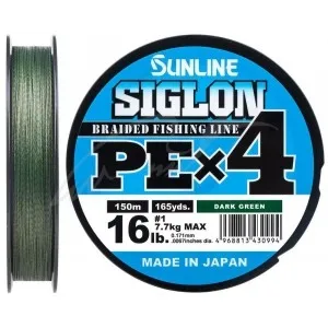 Шнур Sunline Siglon PE х4 150m (темн-зел.) #1.5/0.209 mm 25lb/11.0 kg
