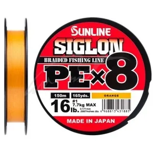 Шнур Sunline Siglon PE х8 150m (оранж.) #1.2/0.187 mm 20lb/9.2 kg