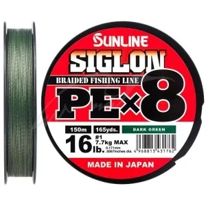 Шнур Sunline Siglon PE х8 150m (темн-зел.) #1.0/0.171 mm 16lb/7.7 kg