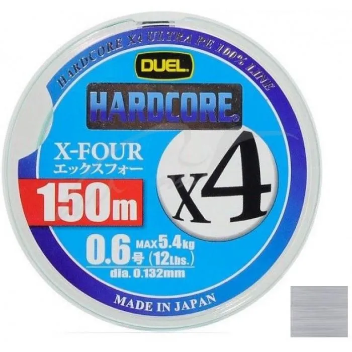 Шнур YO-Zuri Hardcore Х4 (білий) 150m #0.6/0.132 mm 12lb/5.4 кг