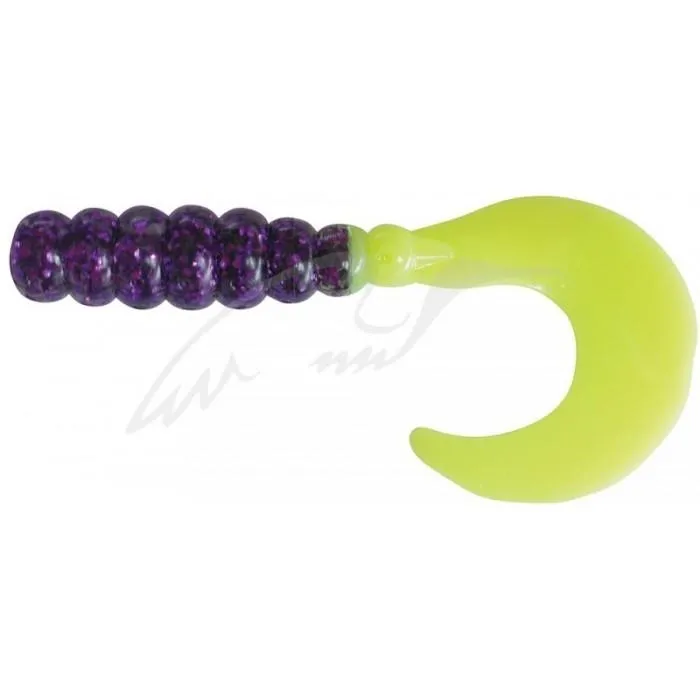 Силікон Big Bite Baits Fat Grub 2" Purple Glitter/Opaque Chartreuse 10 шт.