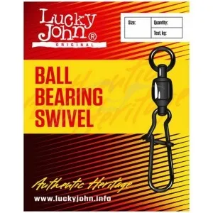 Вертлюжок с застежкой Lucky John Ball Bearing Swivel с подшипником №2 22кг (3шт/уп)