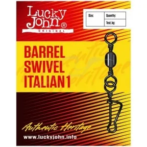 Вертлюжок із застібкою Lucky John Barrel Swivel Italian 1 №1 45кг (10шт/уп)