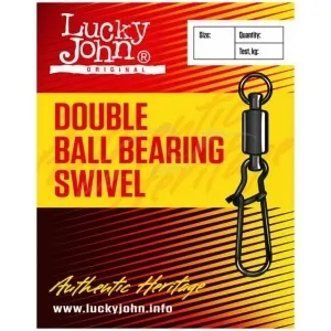 Вертлюжок с застежкой Lucky John Double Ball Bearing Swivel №5 40кг (3шт/уп)