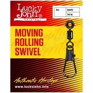 Вертлюжок с застежкой Lucky John Moving Roling Swivel (LH) 00L 20кг (10шт/уп)